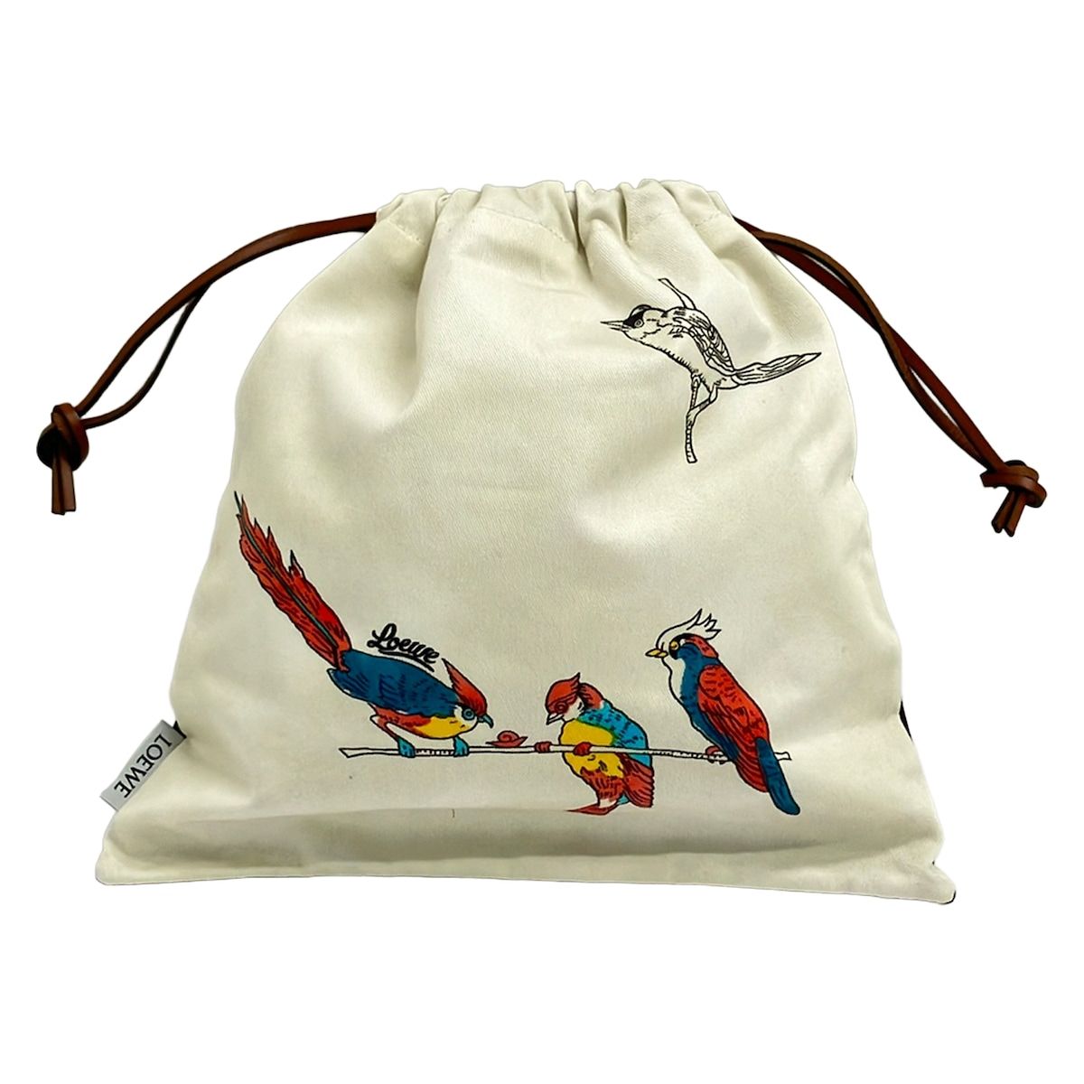 LOEWE(ロエベ) ポーチ ドローストリング ポーチ ブラウン×マルチ 鳥