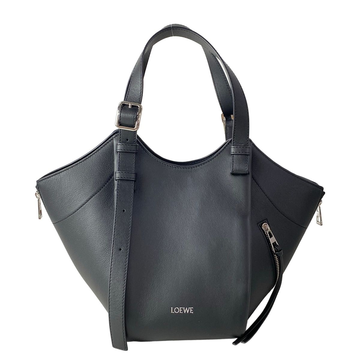 LOEWE(ロエベ) ハンドバッグ美品 ハンモック フリップ バッグ 黒
