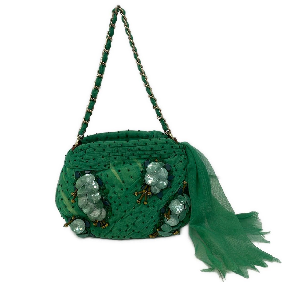 JAMIN PUECH /魚型ビーズハンドバッグ JAMIN PUECH(ジャマンピエッシェ) ハンドバッグ美品 - グリーン×マルチ