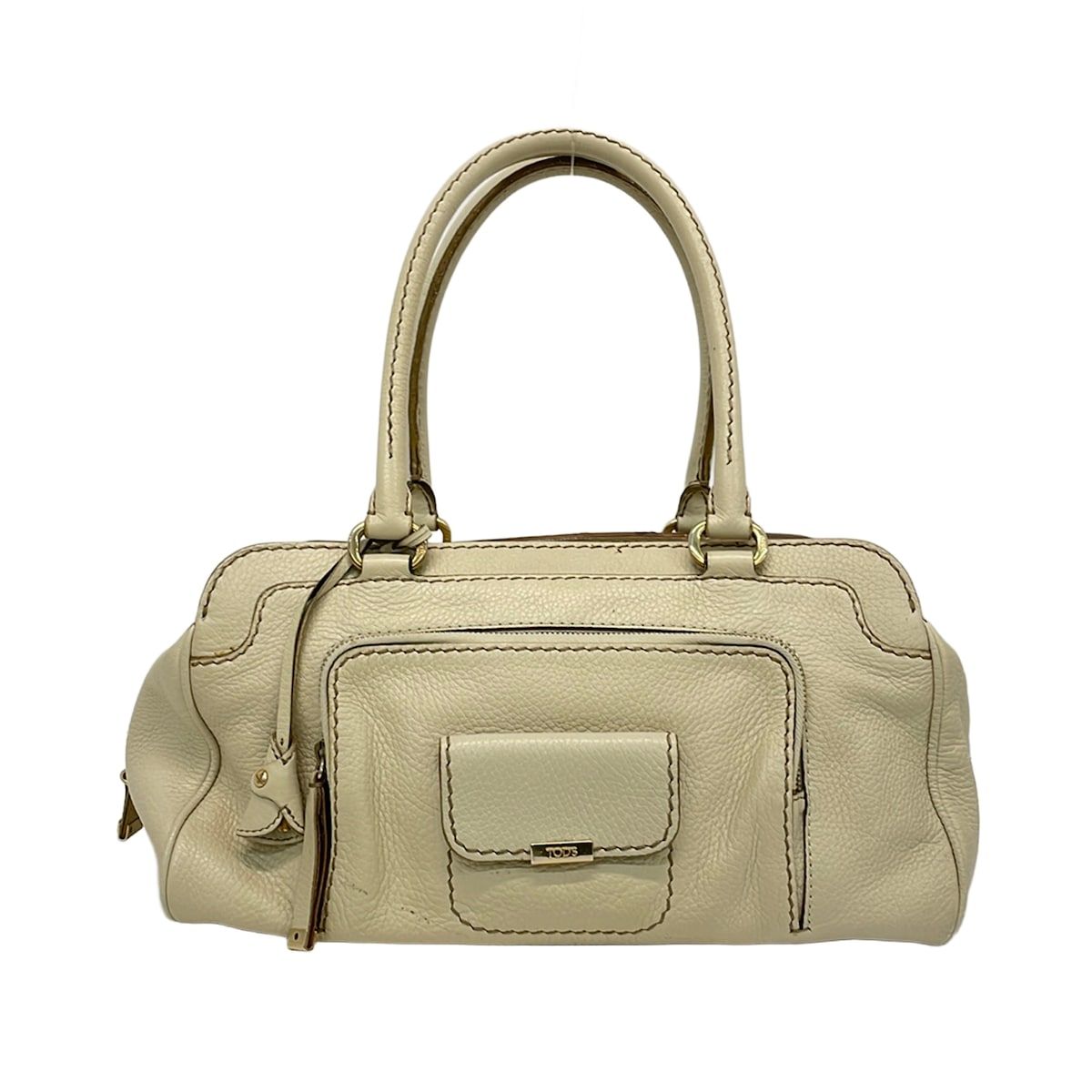 TOD'S(トッズ) ハンドバッグ - ベージュ レザー - メルカリ