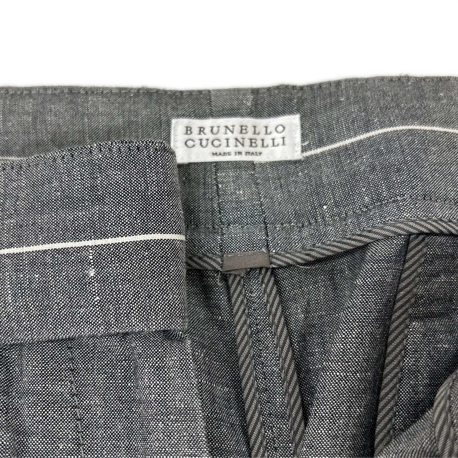 BRUNELLO CUCINELLI ブルネロクチネリ グレー リネン 8分丈パンツ 44
