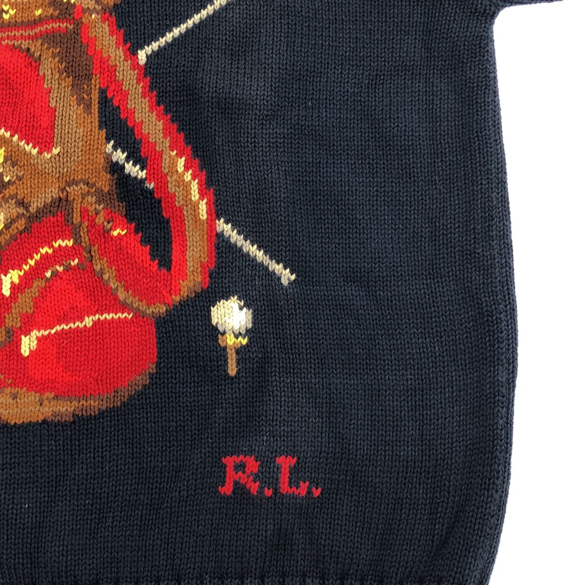 RALPHLAUREN ラルフローレン 90S ゴルフ柄 ネイビー コットンニット S