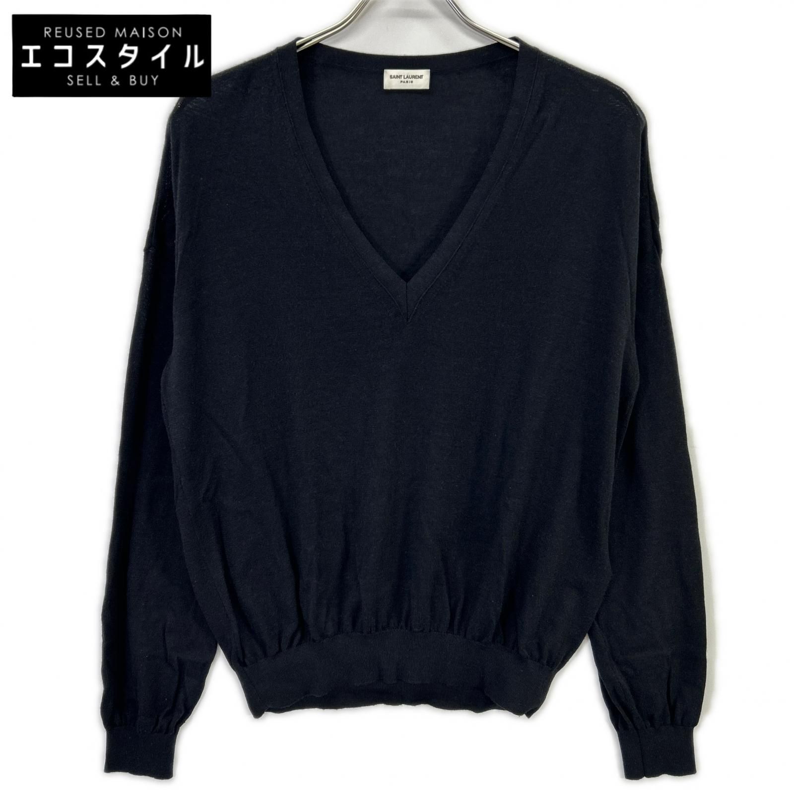 SAINT LAURENT PARIS　サンローランパリ　22年 733567 ブラック ウールシルク ニット　M