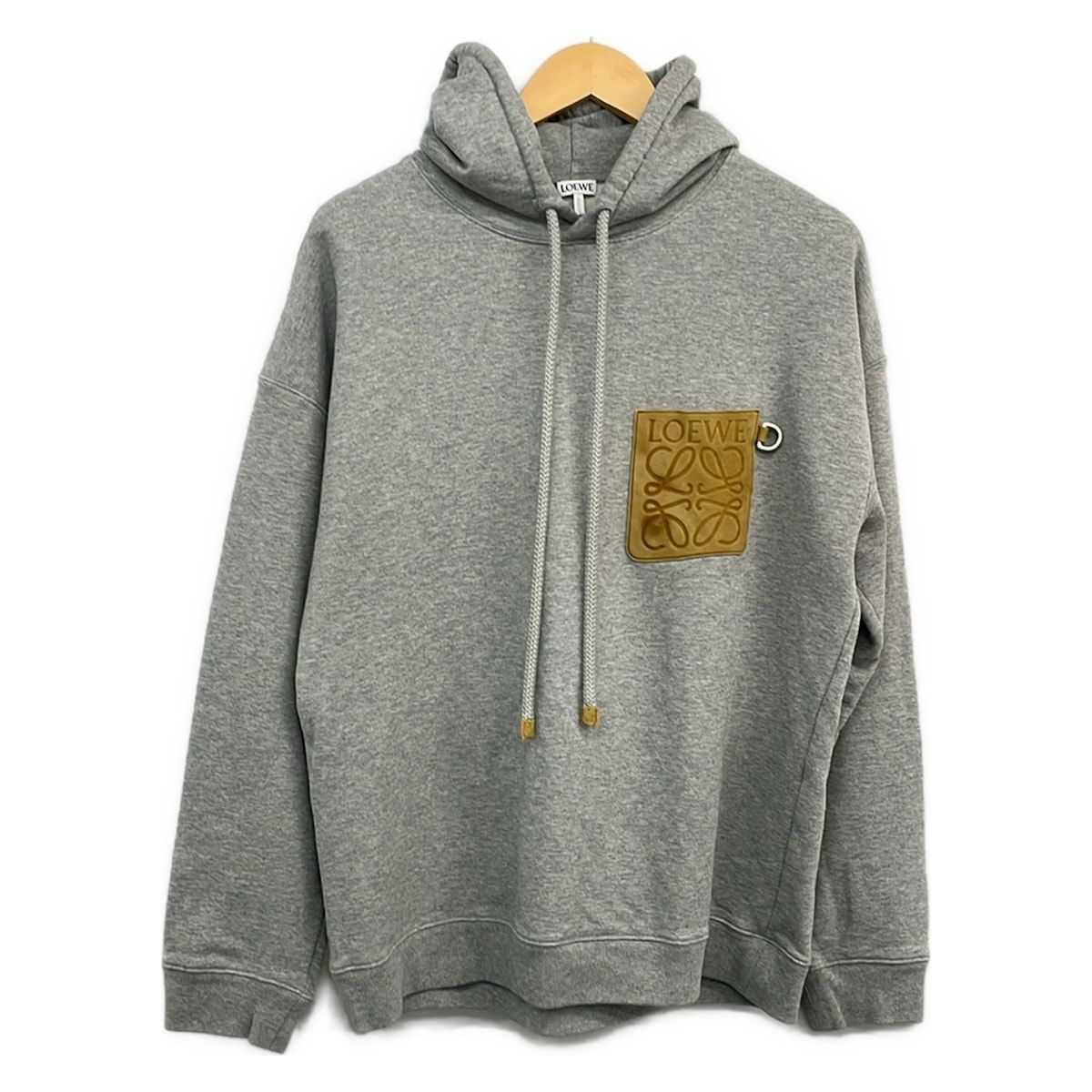 LOEWE(ロエベ) パーカー サイズM メンズ美品 - H526Y25J12 グレー×ベージュ 長袖/スエードポケット/アナグラム