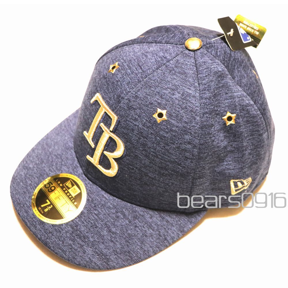 【ニューエラ】日本未発売 新品未使用 59FIFTY ロープロファイル タンパベイ レイズ キャップ メンズ 7 3/8 58.7cm 紺 杢 つば裏同色 59FIFTYゴールド刻印テープ MLBホログラム付 アメリカ購入