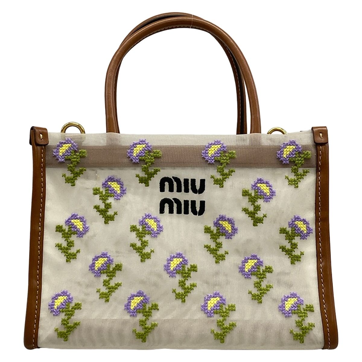 miumiu(ミュウミュウ) トートバッグ エンブロイダリーメッシュ トップ