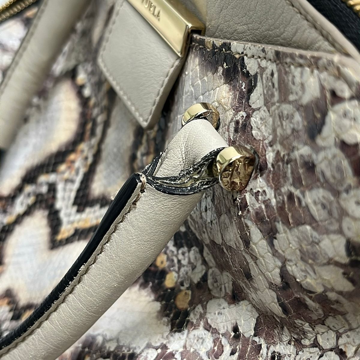FURLA パイパー 2way ショルダー バッグ キャンバス レザー ベージュ 