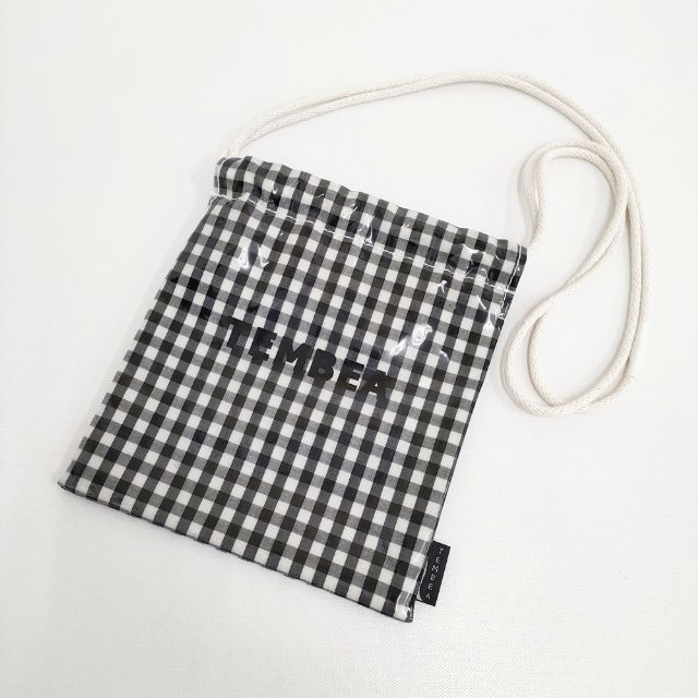 TEMBEA ／テンベア　ギンガムチェック ／ブラック巾着バッグ TEMBEA 巾着 POCHETTE GINGHAM ギンガムチェック PVC ショルダーバッグ