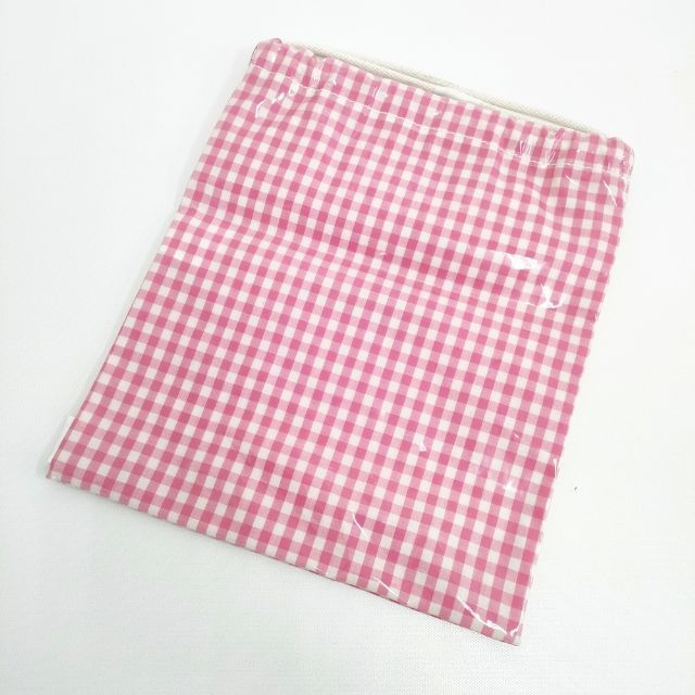 TEMBEA 巾着 GINGHAM ギンガムチェック PVC トートバッグ ピンク