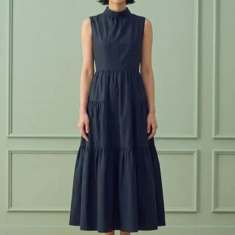 ANAYI アナイ シャンブレータフタティアード ワンピース アナイ ANAYI 美品 シャンブレー タフタ ティアード ワンピース