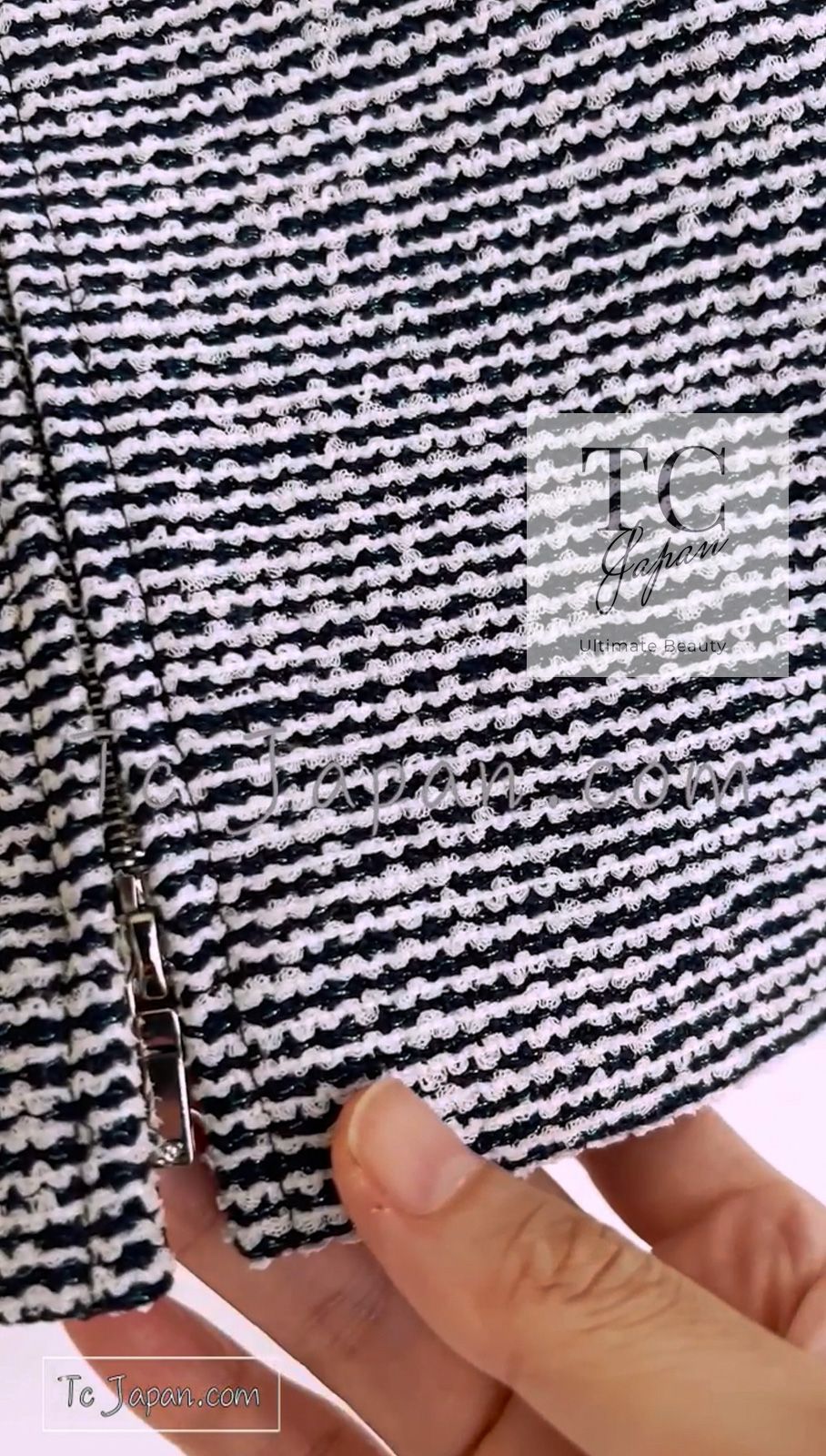 シャネル ジャケット CHANEL ネイビー ジッパー 春夏 サマー ツイード