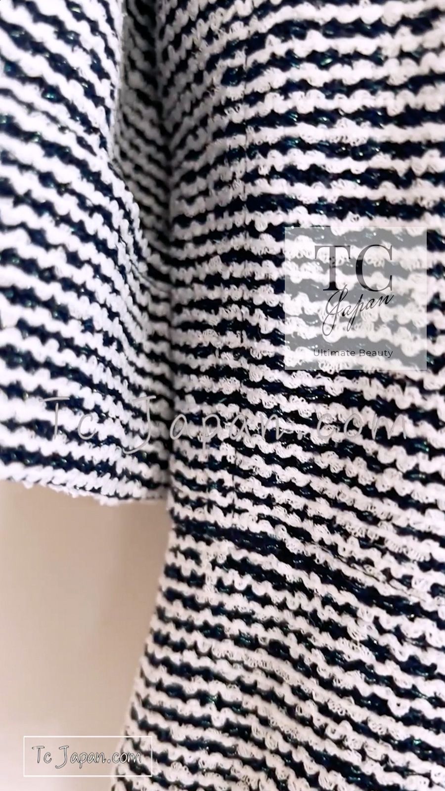 シャネル ジャケット CHANEL ネイビー ジッパー 春夏 サマー ツイード