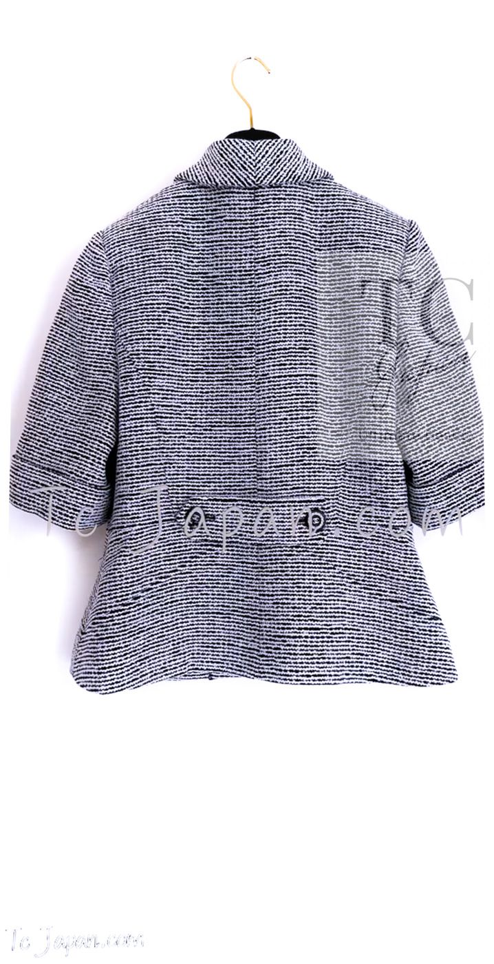 カールラガーフェルド フランス製 ネイビージャケット　軽い生地　38 シャネル ジャケット CHANEL ネイビー ジッパー 春夏 サマー ツイード