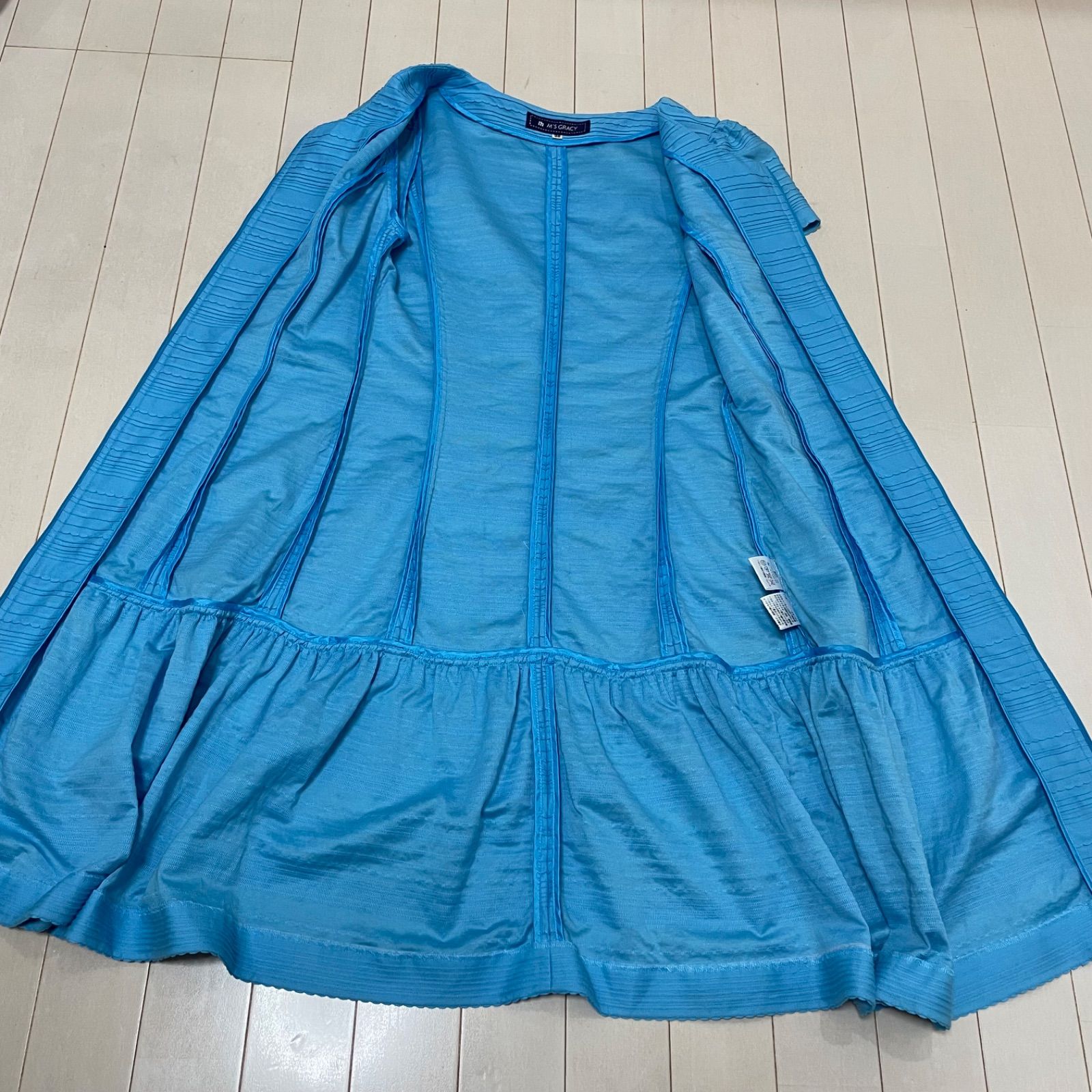 M'S GRACY エムズグレイシー 半袖ワンピース 38 M ライトブルー フリル