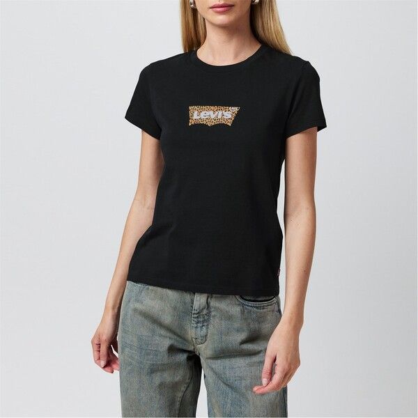 リーバイス レディース トップス Tシャツ プリント シャツ Levis Print TShirt Leopard Black ブラック