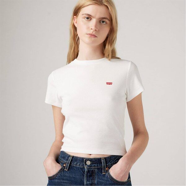 リーバイス レディース トップス シャツ Tシャツ Levis Essential Sporty Tee White R White ホワイト