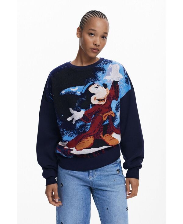 デジグアル レディース アウター ニット・セーター スウェット シャツ Desigual Womens Mickey Fantasia sweatshirt Navy blue ネイビー