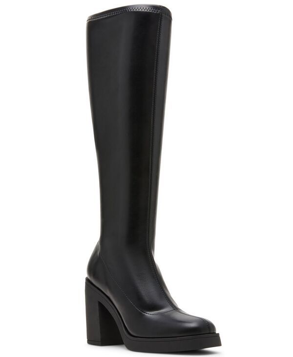 マッデンガール レディース シューズ ブーツ・レインブーツ ヒール Madden Girl Womens Dreammerr Stretch KneeHigh BlockHeel Boots Blac