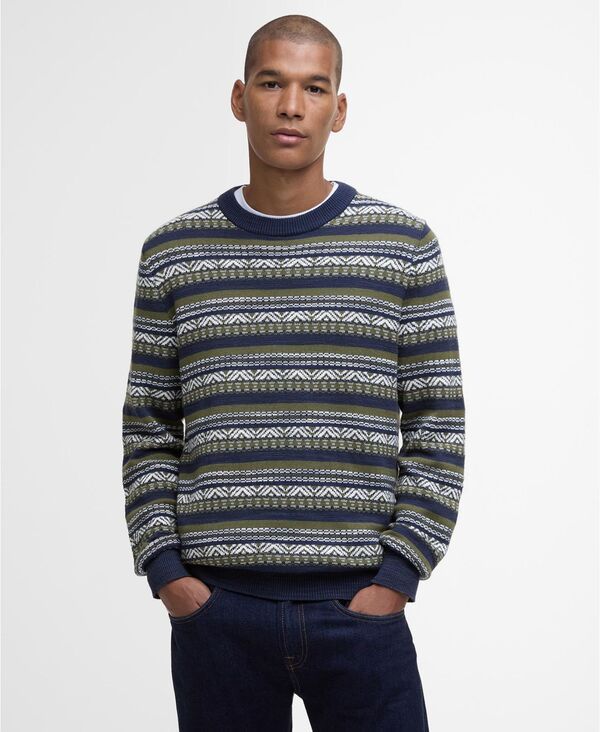 バブアー メンズ アウター ニット・セーター クルーネック セーター Barbour Mens Topcliffe Fairisle Crewneck Sweater Navy ネイビー