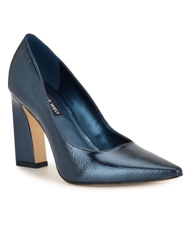 ナインウェスト レディース シューズ パンプス ヒール Nine West Womens Tamant Tapered Block Heel Pumps Teal Metallic ティール