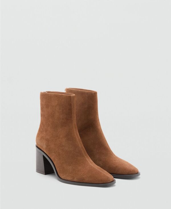 マンゴ レディース シューズ ブーツ・レインブーツ スエード アンクル ブーツ レザー ヒール MANGO Womens Block Heel Suede Leather Ankle Boots Li