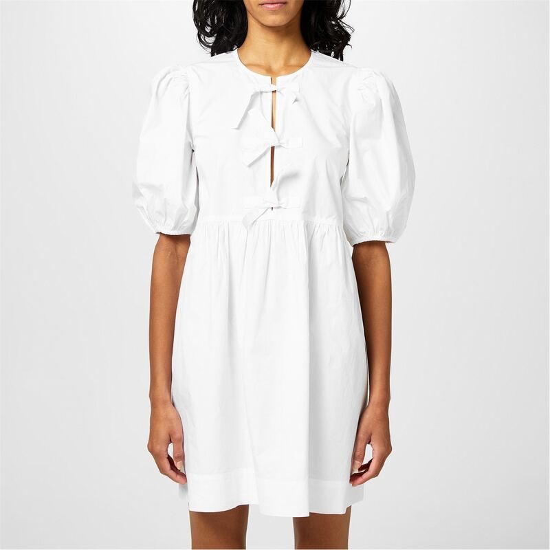 ガニー レディース トップス ワンピース Ganni Tie String Dress Bright White ホワイト