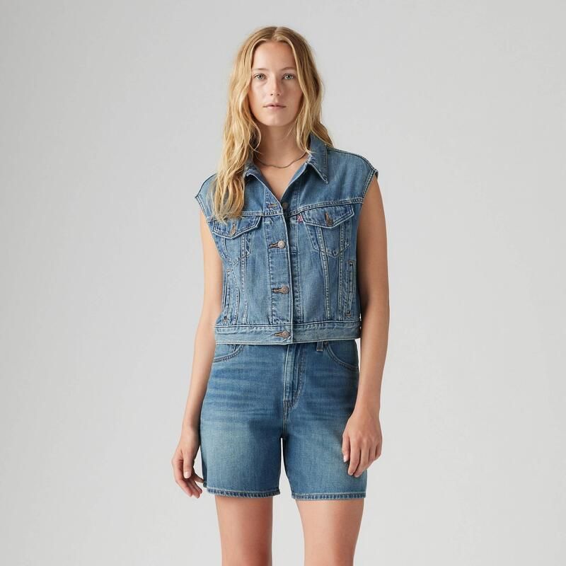 リーバイス レディース アウター ジャケット・ブルゾン デニム Levis Womenshrunken Denim Jacket Stop Flaxing デニム