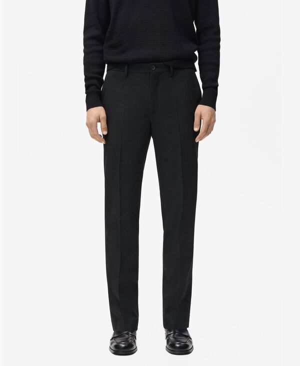マンゴ メンズ ボトムス カジュアルパンツ プリーツ MANGO Mens Pleated SlimFit Pants Black ブラック