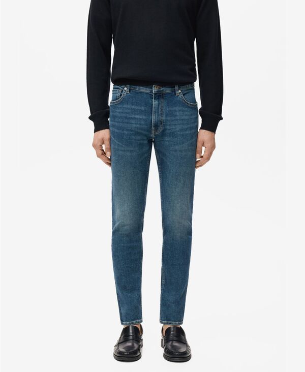 マンゴ メンズ ボトムス デニムパンツ ジーンズ MANGO Mens Jude SkinnyFit Jeans Dark Blue ブルー