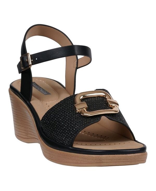 ジーシーシューズ レディース シューズ サンダル アンクル GC Shoes Womens Fia Ankle Strap Wedge Sandals Black ブラック