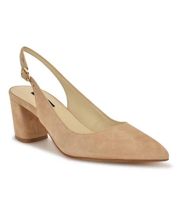 ナインウェスト レディース シューズ パンプス ヒール Nine West Womens Kamsee Block Heel Slingback Pumps Light Natural Suede