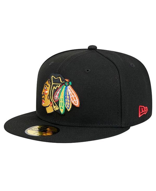 ニューエラ メンズ アクセサリー 帽子 New Era Mens Black Chicago Blackhawks Core 59FIFTY Fitted Hat Black ブラック