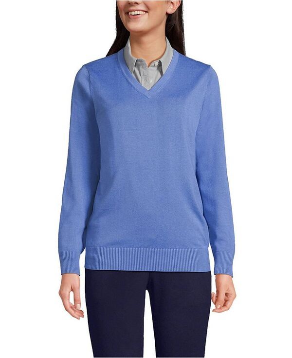 ランズエンド メンズ アウター ニット・セーター Vネック セーター コットン Lands End Mens Unisex Cotton Modal Vneck Pullover Sweater Tr