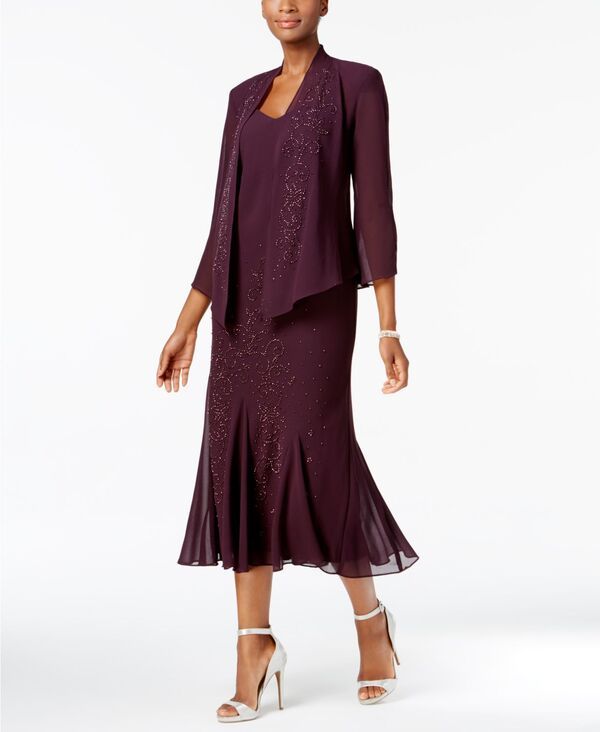 アールアンドエムリチャーズ レディース トップス ワンピース Vネック ノースリーブ ジャケット R M Richards RM Richardsleeveless Beaded VNeck Dres