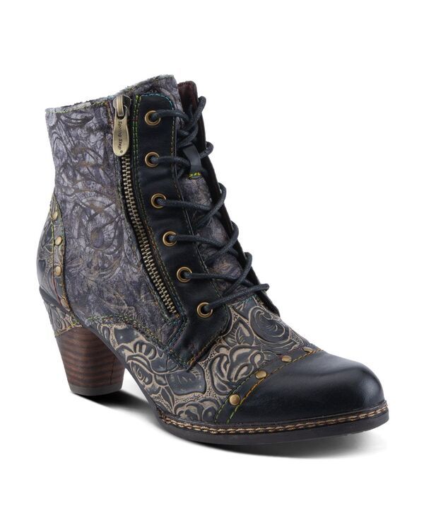 【送料無料】 ラリティステ レディース ブーツ・レインブーツ シューズ Womens Avyanna Velvet and Leather Ankle Boots with Embossed Flor