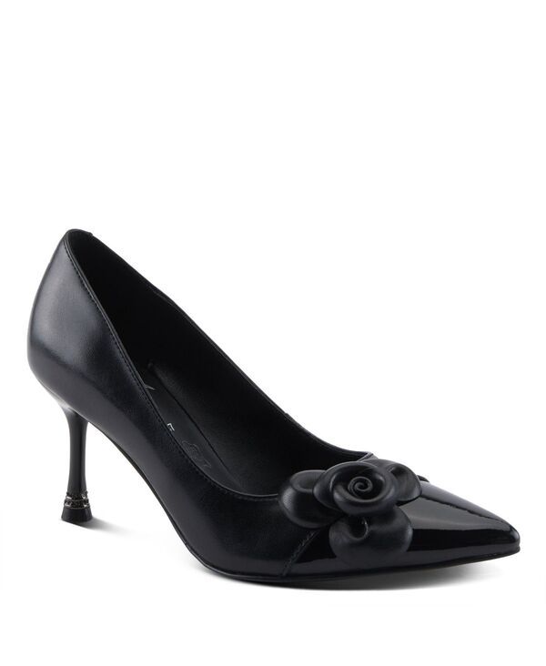 アズーラ レディース シューズ パンプス レザー ヒール Azura Womens Impression Leather Pumps with Flower Applique CrystalEmbel