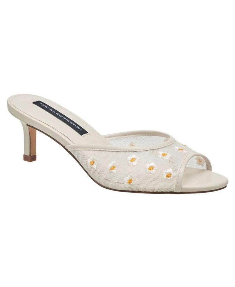 フレンチコネクション レディース シューズ サンダル メッシュ 刺繍 ヒール French Connection Nancy Mesh Embroidered Kitten Heel White ホワ 16,775円
