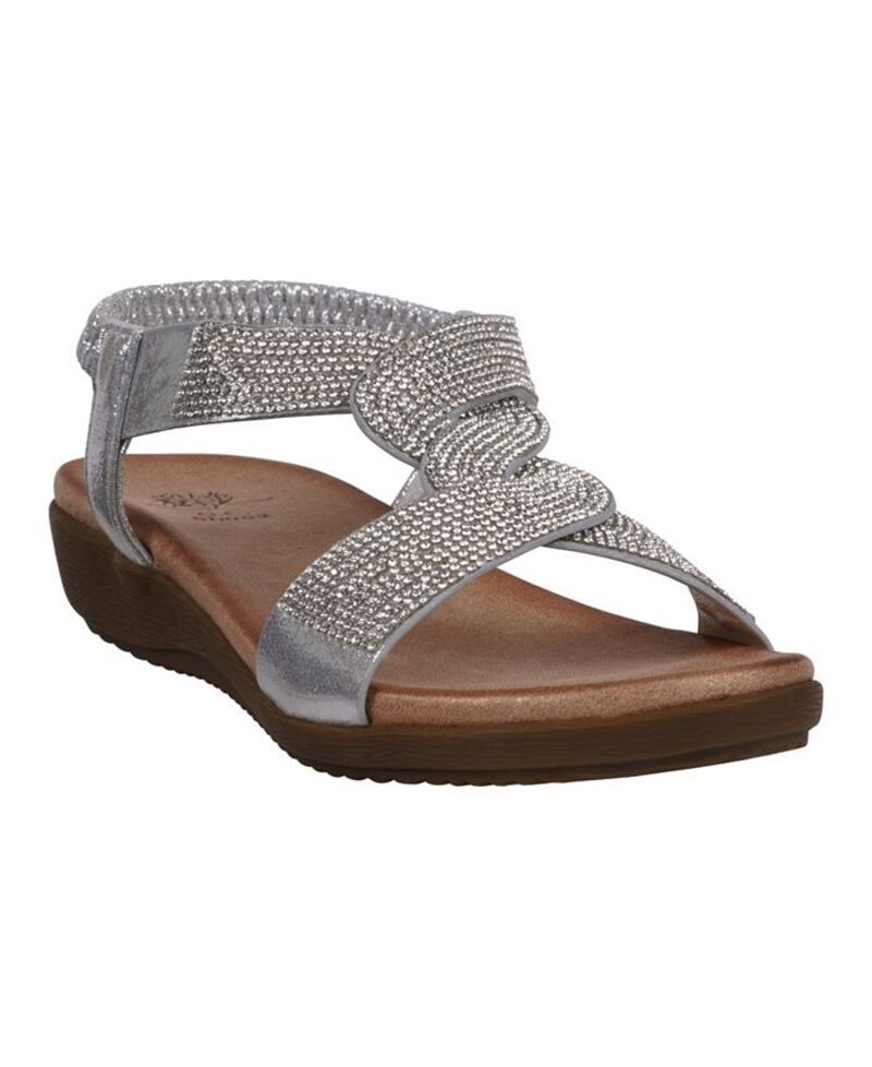 ジーシーシューズ レディース シューズ サンダル GC Shoes Womens Viana Embellished Flat Sandals Silver シルバー
