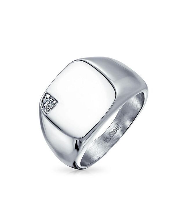 ブリング メンズ アクセサリー リング Tシャツ Bling Jewelry Large Cubic Zirconia CZ Accent Statement Square Signet Ring S