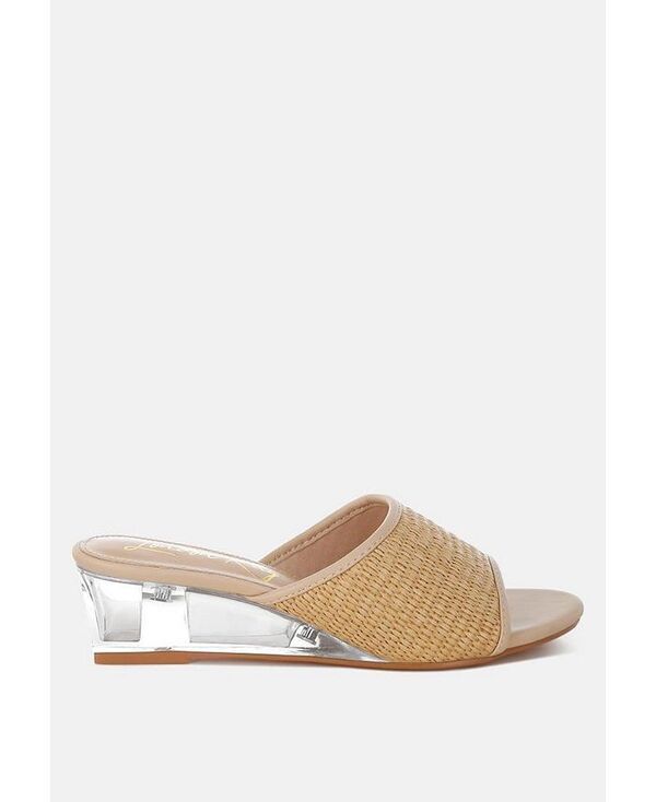 ロンドンラグ レディース シューズ サンダル ヒール London Rag Osminda Raffia Clear Heel Wedge Sandals Natural