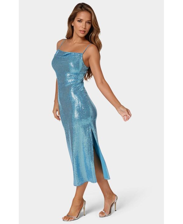 ベベ レディース トップス ワンピース Bebe Womenspaghetti Gown Long Slim Dress Blue ブルー