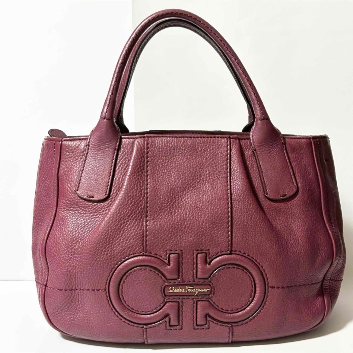 Salvatore Ferragamo フェラガモ ダブルガンチーニ レザー ハンドバッグ パープル B2338120c 19,738円