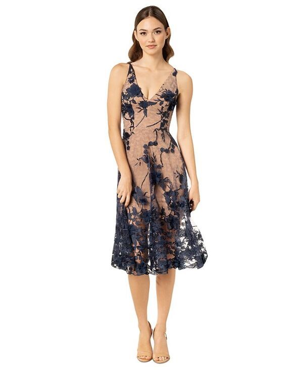 ドレスザポプレーション レディース トップス ワンピース フラワー柄 レース フラワー Dress the Population Audrey Floral Applique Lace Dress N