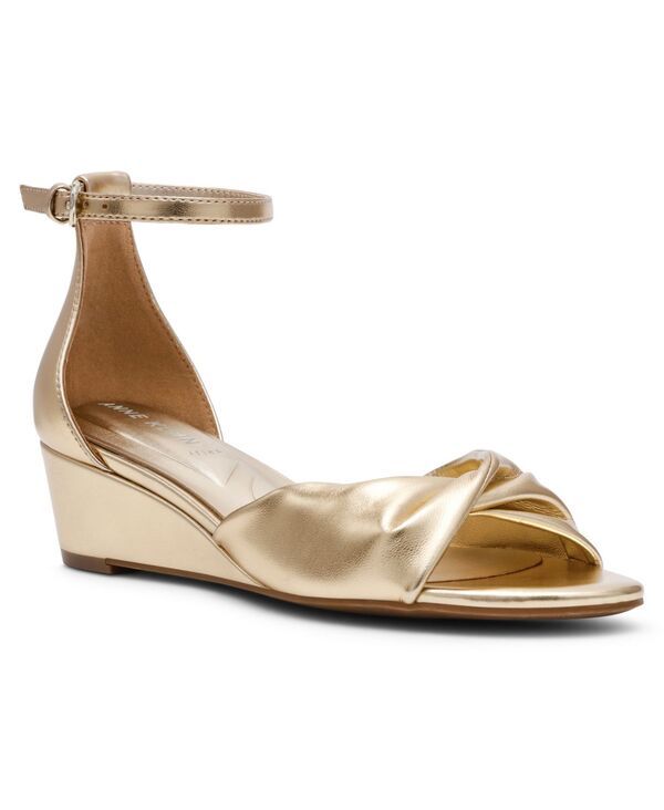 アンクライン レディース シューズ サンダル アンクル Anne Klein Womens Whitby Ankle Strap Demi Wedge Sandals Gold ゴールド
