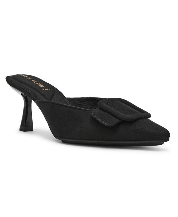 アンクライン レディース シューズ パンプス ヒール Anne Klein Womens Cassia Snip Toe Kitten Heel SlipOn Mules Black Micro ブラ