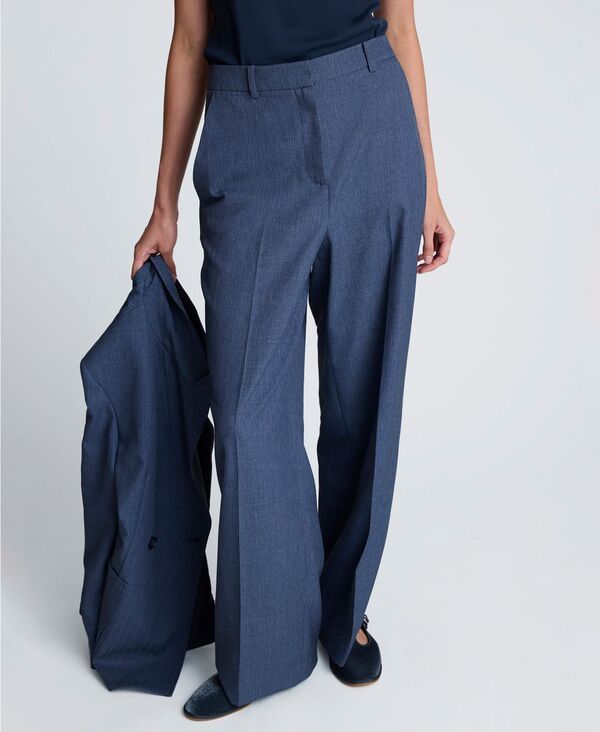 ケネスコール レディース ボトムス カジュアルパンツ Kenneth Cole Womens Textured Pinstripe Flare Pants Deep Cadet Multi マルチカラ