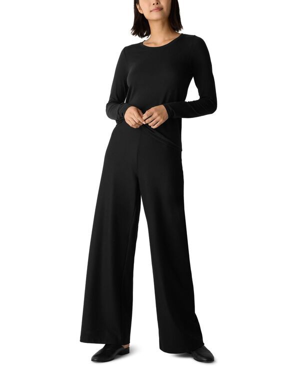 エイリーンフィッシャー レディース ボトムス カジュアルパンツ プラスサイズ Eileen Fisher Womens WideLeg Pants Regular and Plus Black ブラッ