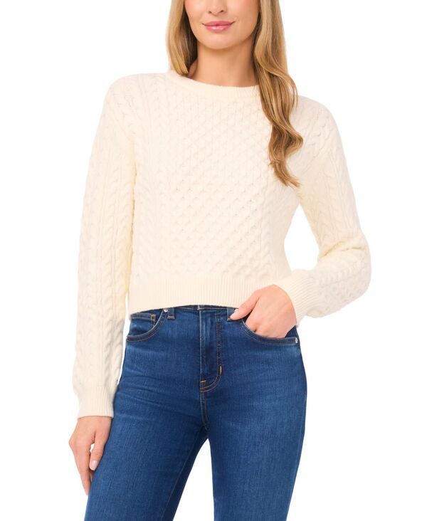 セセ レディース アウター ニット・セーター 長袖 CeCe Womens LongSleeve CableKnit Sweater Vanilla