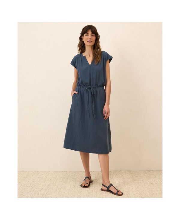 パクト レディース トップス ワンピース ミディ コットン Pact Womens Organicotton Coastal Double Gauze Tie Waist Midi Dress Fre