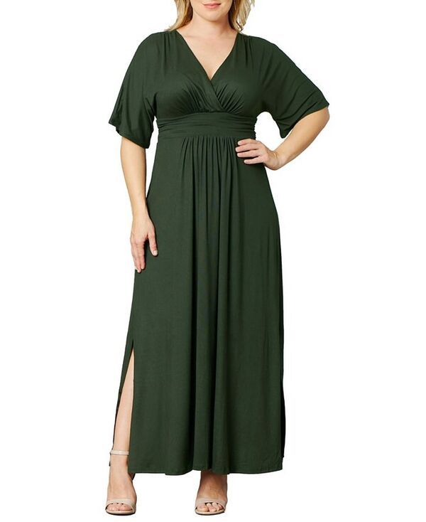 キヨナ レディース トップス ワンピース マキシワンピース プラスサイズ マキシ Kiyonna Plus Size Vienna Kimono Sleeve Long Maxi Dress Matc